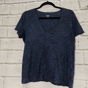 Madewell 100% Cotton Gray Women's Short-Sleeved Shirt Size Medium Casual Basic